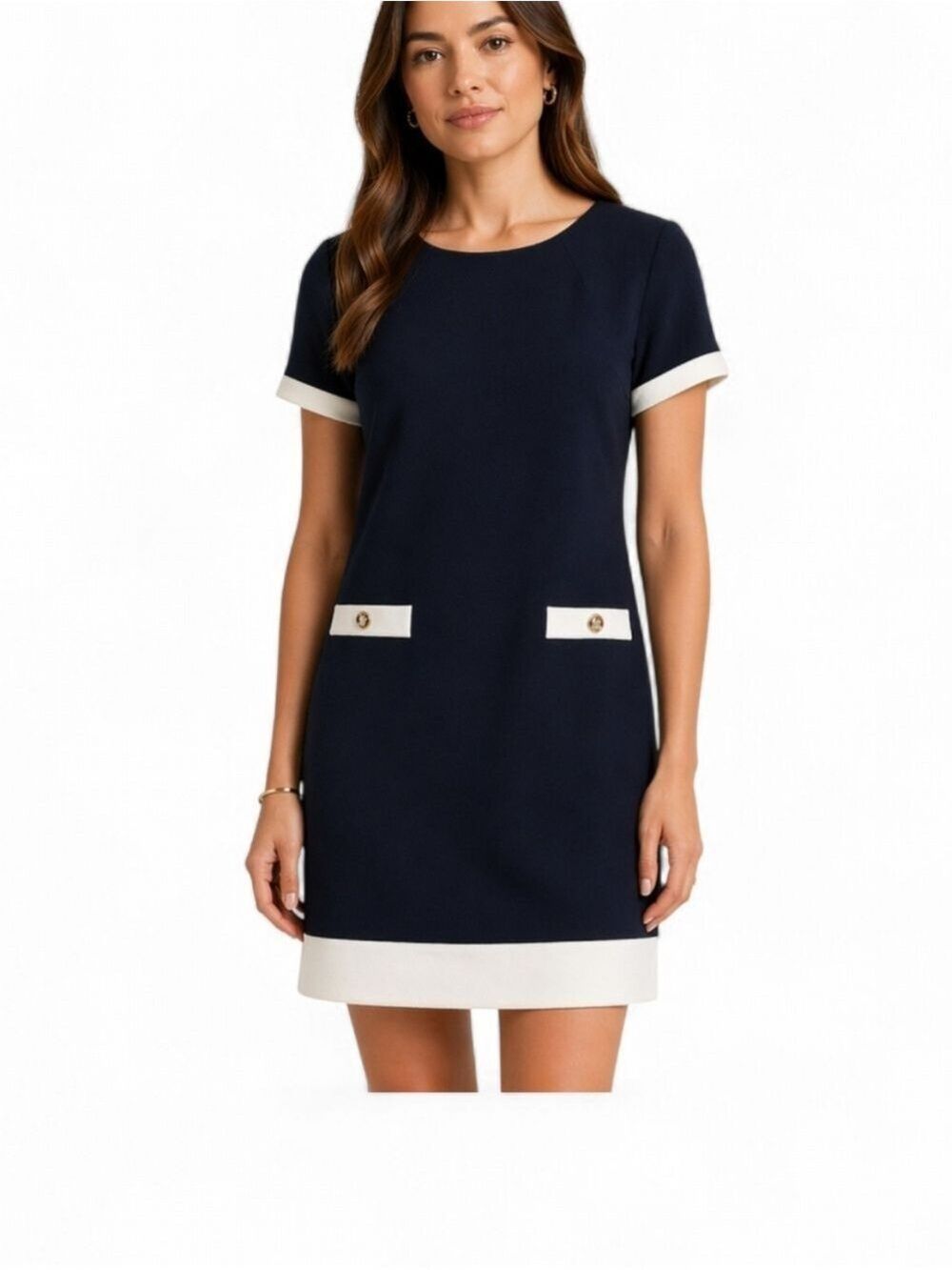 Tommy Hilfiger Navy & White Shift Dress Size 10 NWT